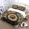 Vintage Compass and Map Bedding Set Bedding Set (1 Duvet Cover, 2 Pillowcases, Duvet Not Included)