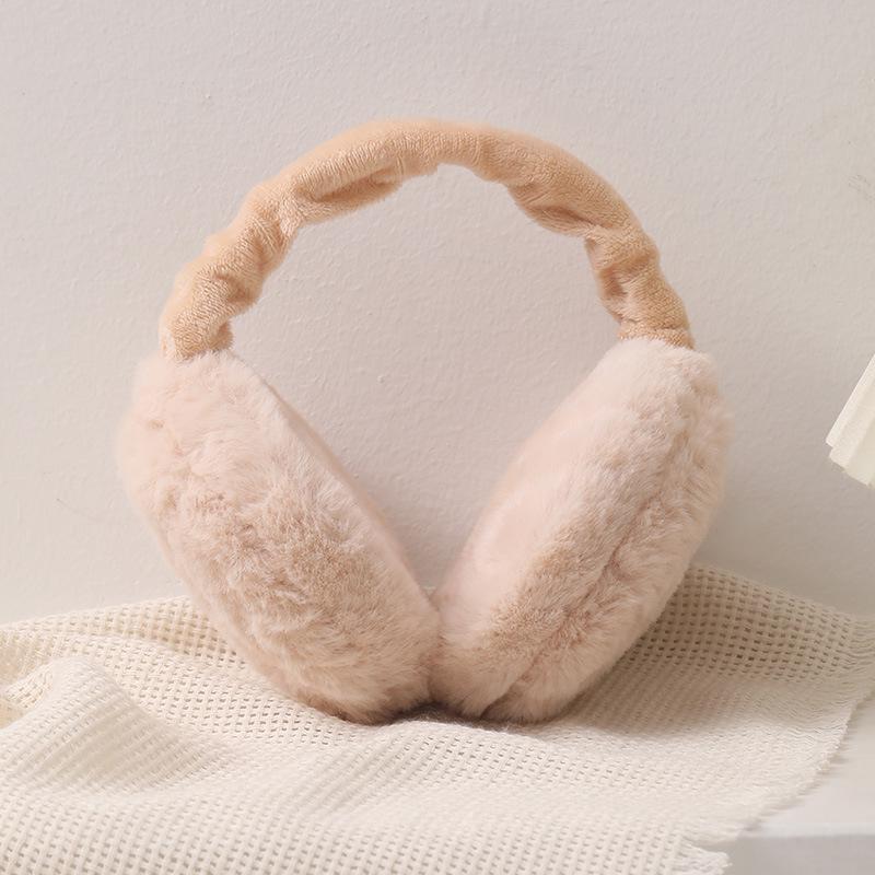 Foldable Plush Earmuffs: Cute, Solid Color, Warm, Cold-Proof for Men & Women.