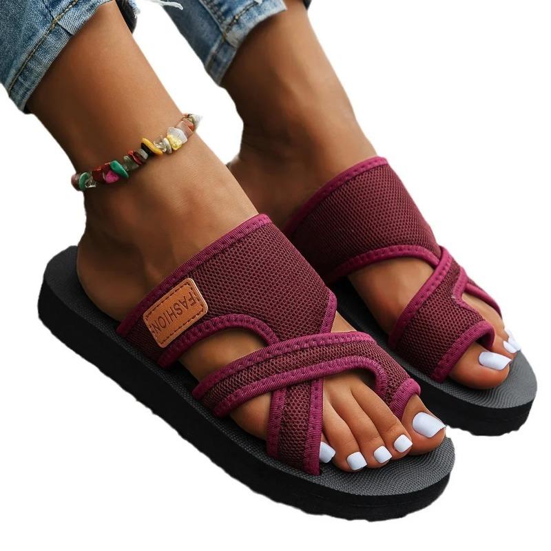 Clip Toe Sandals Peep Toe Solid Color Comfort Casual Mesh Breath Slippers Slip On Holiday Vacation Outdoors Beach Shoes