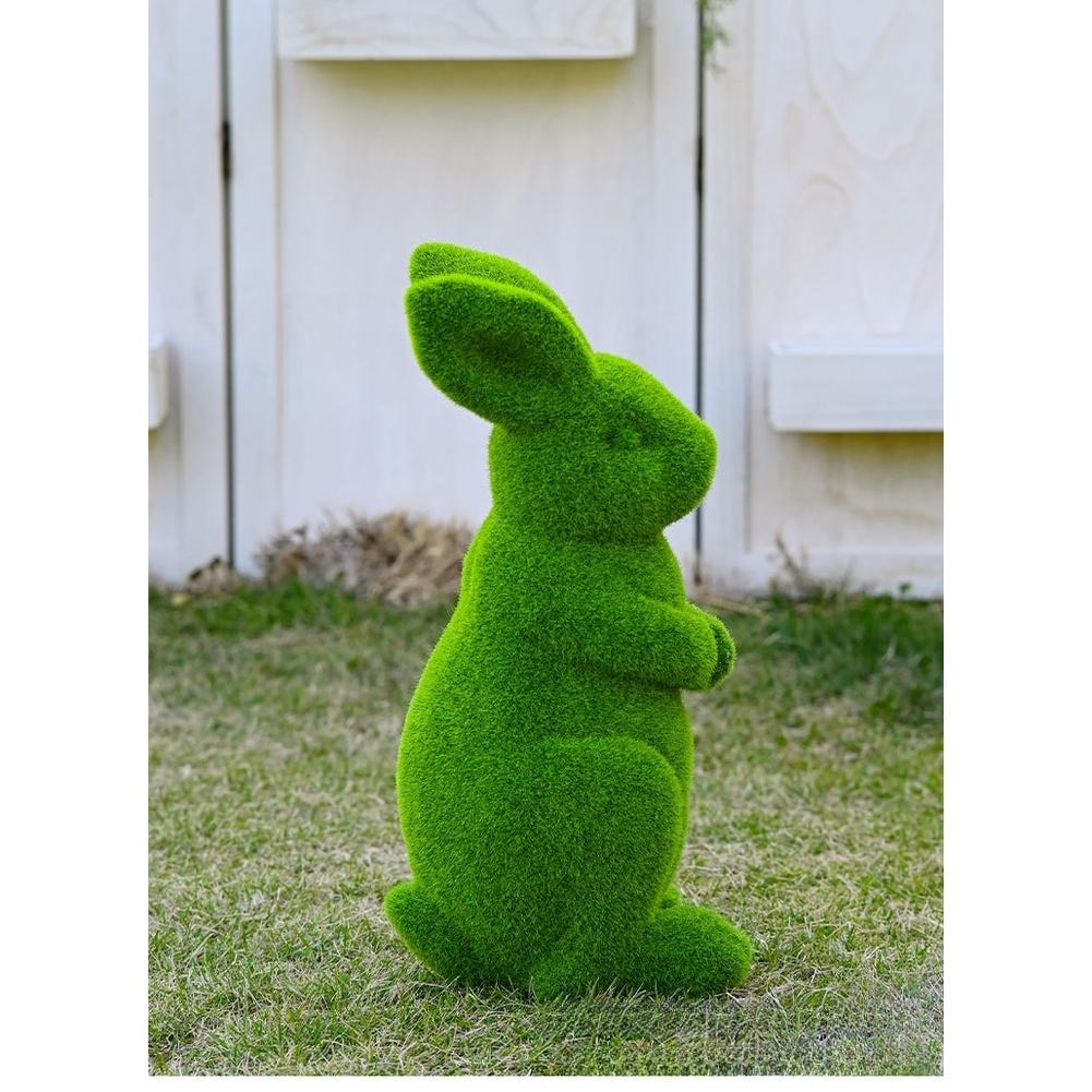 Giardino di Pasqua Statua di Coniglio Pasquale Decorazione in Resina Floccata Design a Tema Pasquale Texture Vellutata Resina Durevole