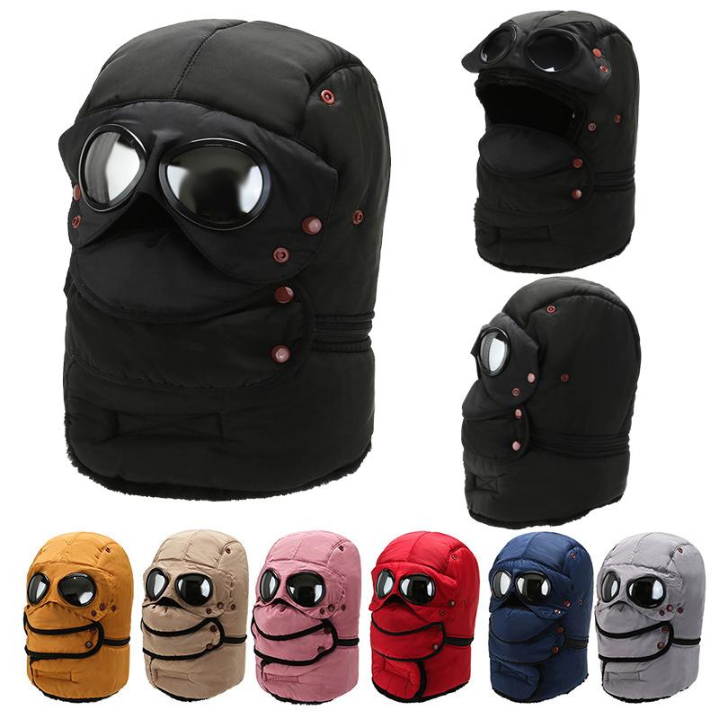 Χειμερινό Θερμικό Φλις Καπέλο Ιππασίας Σκι Μάσκα Προσώπου Κολιέ Καπέλα με Γυαλιά