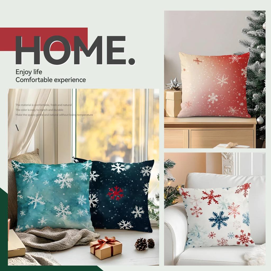 Christmas Snowflakes Cushions Pillowcase Polyester Cushion Cover Throw Pillow Pillowcover Home Car Sofa Decor