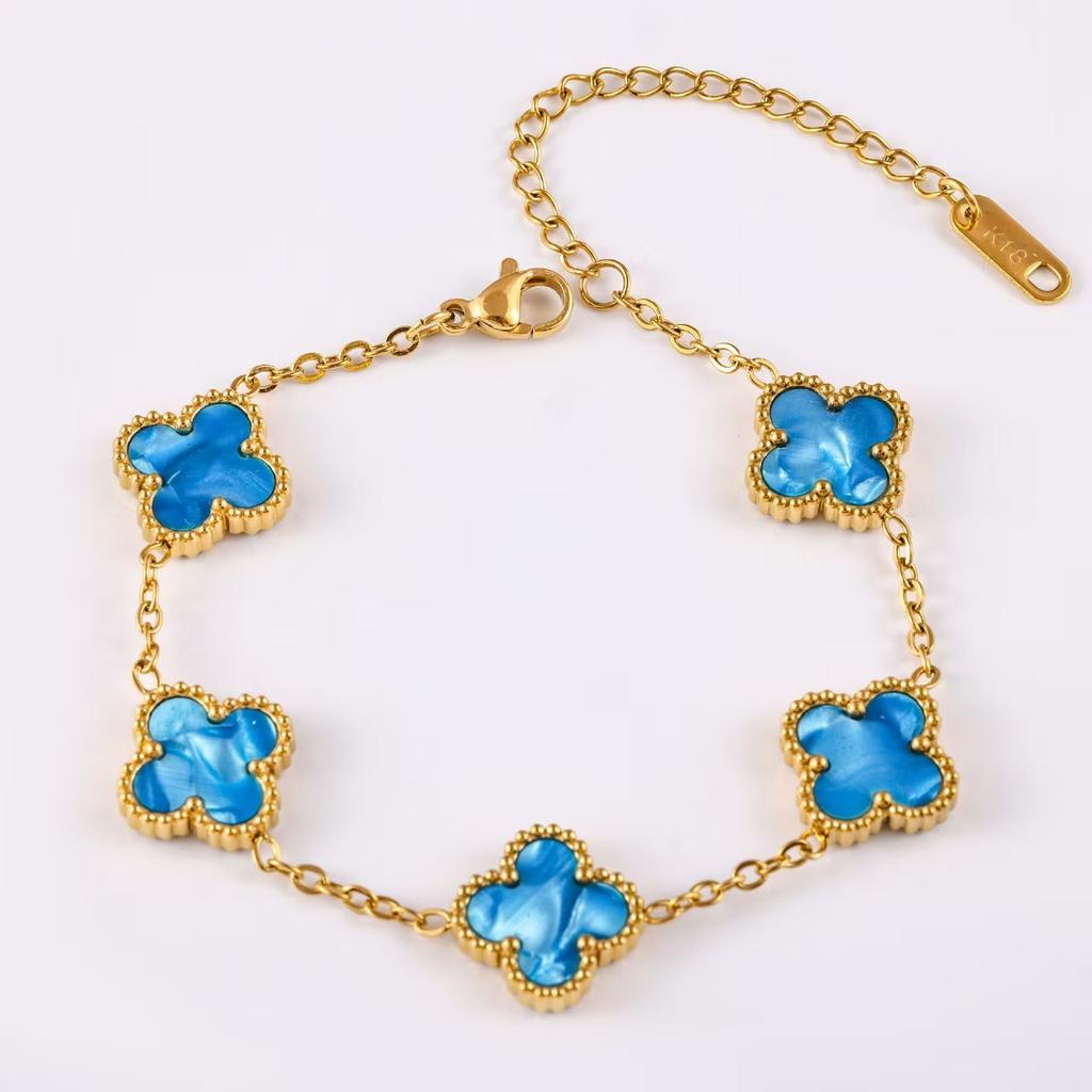 Bright Color 13mm Fashion Four-leaf Clover Bracelet Classic Versatile Models Women's Bracelet