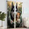 2 Pcs   Versatile Polyester Transparent Curtains for Home Decoration Cute Dog with Cat for Use In Bedrooms and Living Rooms