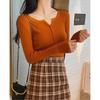 Spring Autumn Knitted V-neck Long Sleeve Slim Jumper Tops Women Sweater Pullover Solid Button Ladies Casual Shirts Soft Sweaters