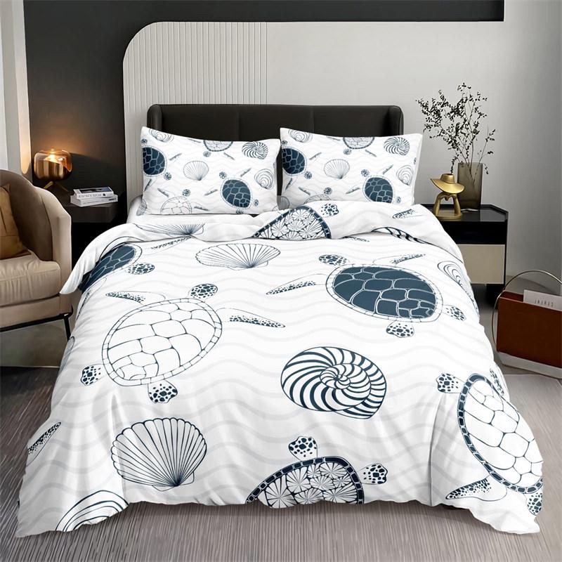 Akwarelowy Meduza Poszwa na Kołdrę Syrenka Kawaii Zestaw Pościeli Żółw Morski Pełny Dla Chłopców Dziewcząt Prezent Motyw Morza Oceanu Pokrowiec na Kołdrę