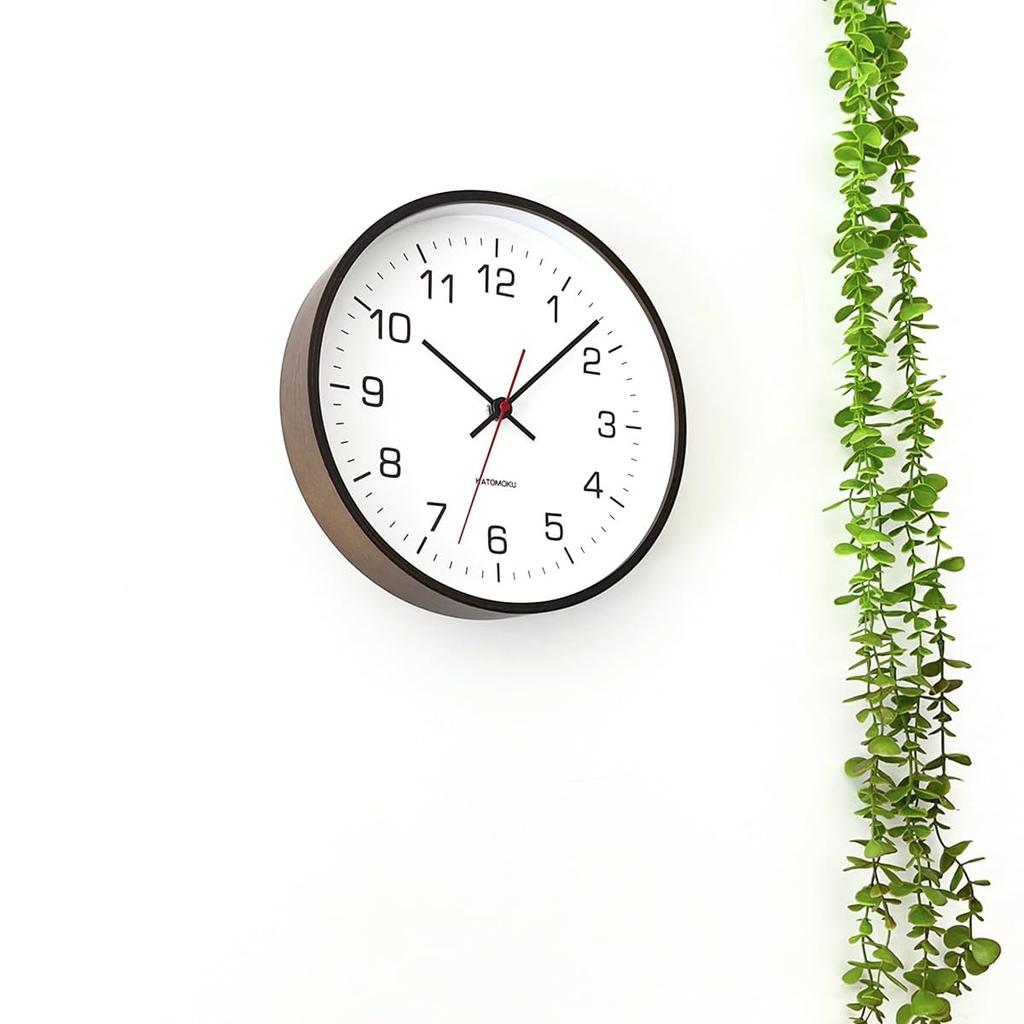KATOMOKU Plywood Wall Clock 4 Brown Wall Clock Continuous Second Hand Radio km-44BRRCS 252mm (SKP Clock)