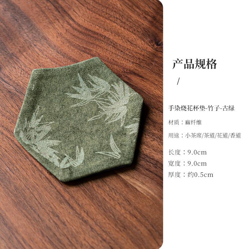

2pcs/Lot Silk Brocade Hexagonal Teacup Coasters Chinese Zen-Inspired Heat-Resistant Fabric Mats Teapot Holders Tea Ceremony 9x9cm 2pcs