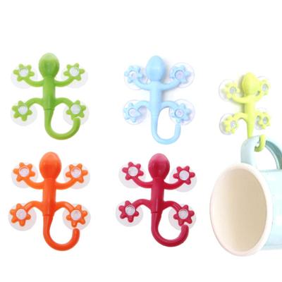 Wall Hook Hanger Gecko Hook with 4 Suction Cup Super Suction Cartoon Hook for Kitchen Bathroom Wall Hanger Decor