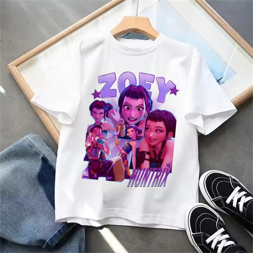 Kids T-shirt KPop Demon Hunters Movie Round Neck Cartoon Girls Boys T Shirt Casual Baby Print Fashion Casual Man Woman Clothes