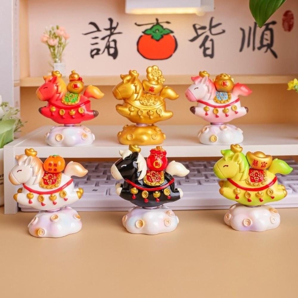 Vivid Design Rotatable Pony Figurine Resin Horse Statue Zodiac Horse Figurines Art Collectible
