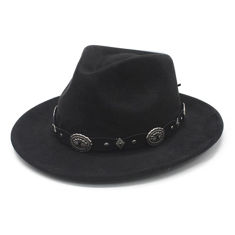 Vintage Western Cowboy Hat New Curled Suede Top Hat Tibetan Couple Gentleman Hat Jazz Hat