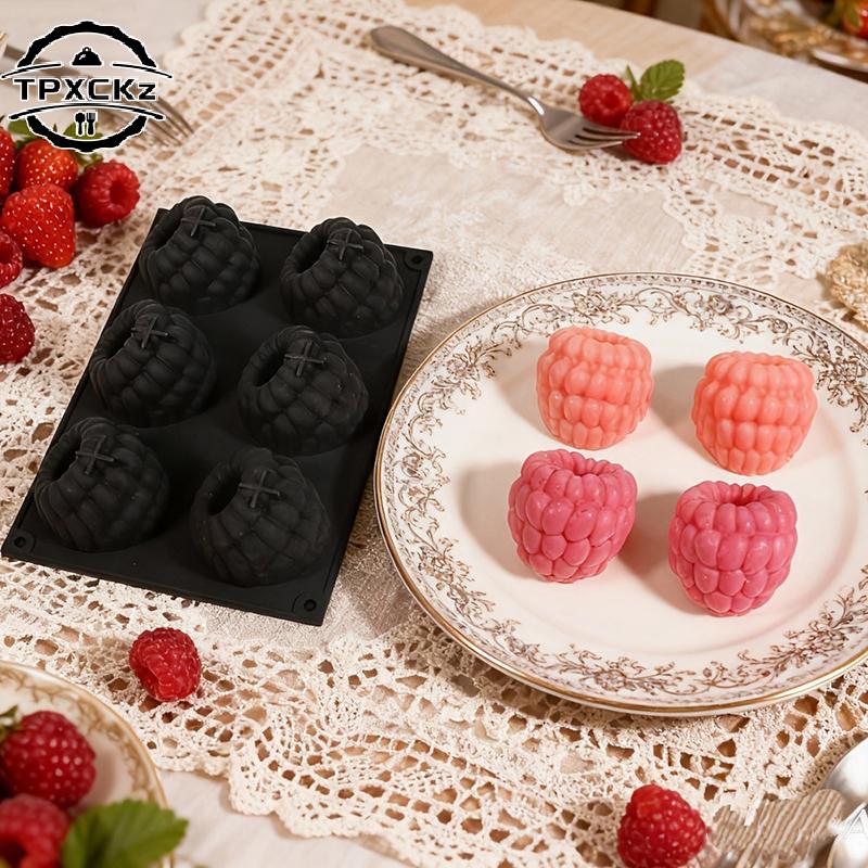 6 Cavity Raspberry Mousse Cake Baking Mold Fruit Shaped Dessert Silicone Mold For Chocolate Pudding Decorating Tools 1PC