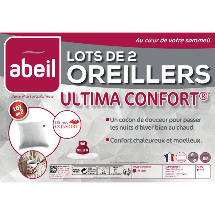 ABEIL Lot de 2 oreillers Ultima Confort® - 60 x 60 cm