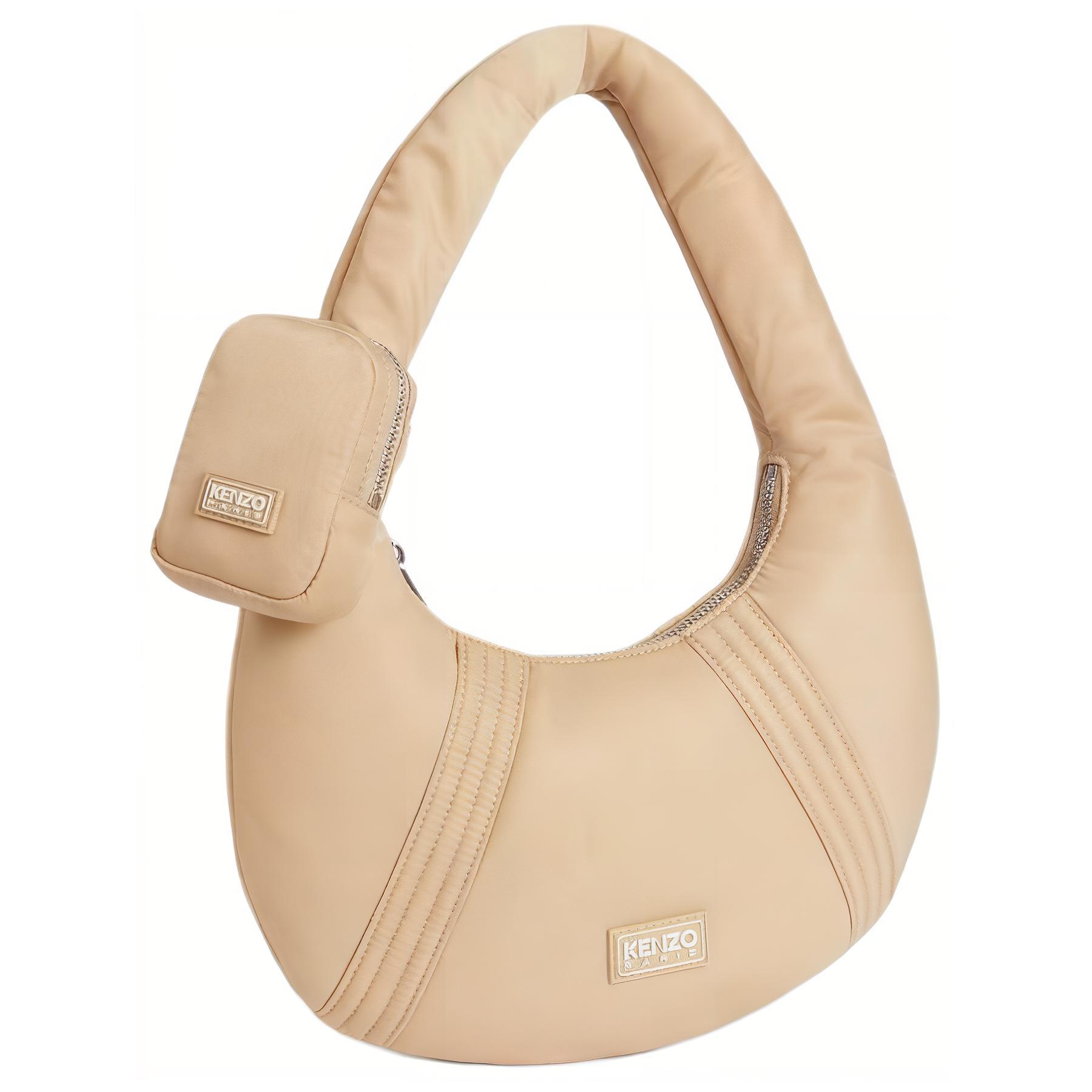 

Kenzo Logo Silicone Patch Zipper Closure Detachable Small Bag Women Handbag Light-Brown FE62SA705F01-11-TU Basic Set (Bag+Dust Bag)