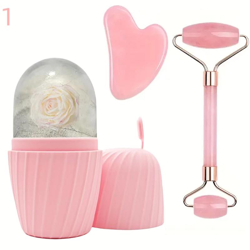 3Pcs Ice Face Roller Facial Ice Roller Set, Facial Roller Gua Sha Face Tool Set,Massage Tool Roller Lifting Contouring Tool Mold