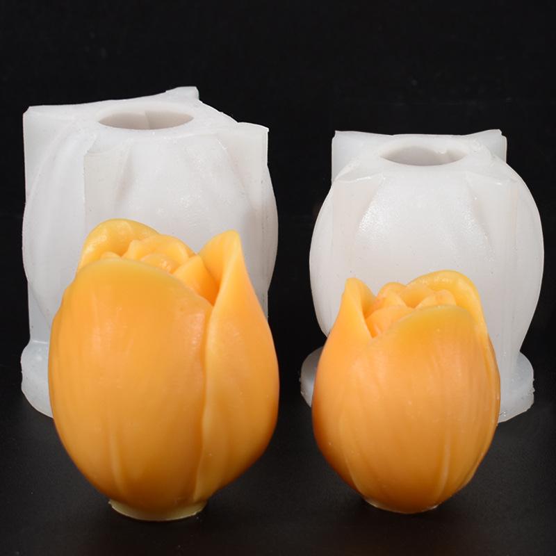 DIY Flowers Tulip Silicone Mold Handmade Scented Candle Plaster Resin Mold Homemade Cookies Chocolate Candy Baking Tool