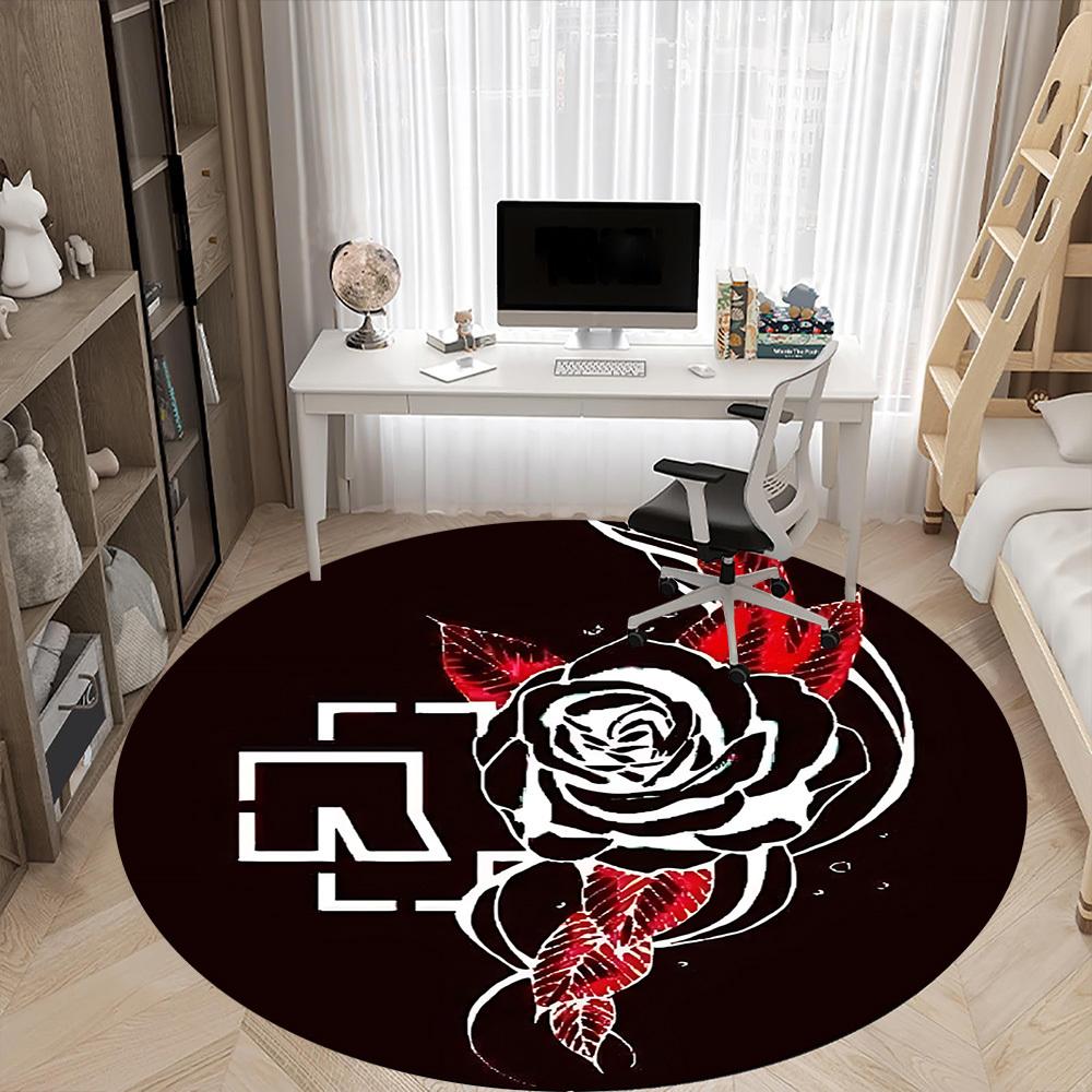 1PC RAMMSTEIN Office Round Rug - Perfect for Office or Study Decor, Non-Slip Backing, Decorative Floor Mat Yy250916046