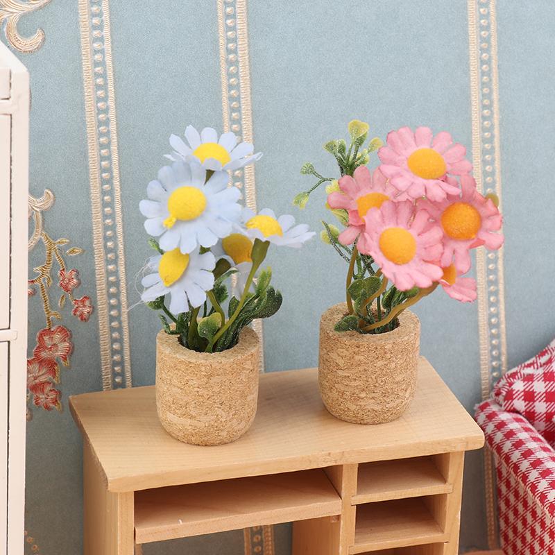 1/12 Dollhouse Simulation  Plants Potted Model Doll Home Miniatur Flower Decor Toy Micro Landscape Garden Plants Ornament