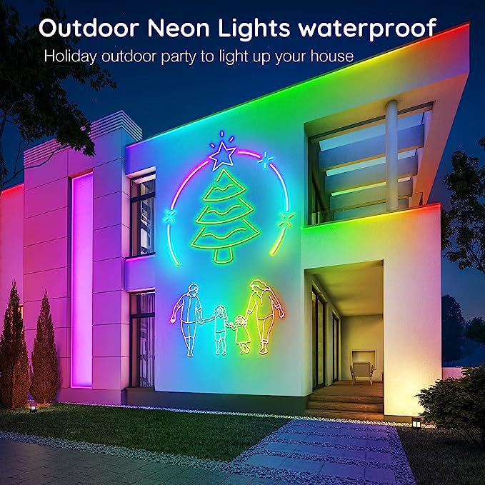 10m RGB Neon Light Set: Bluetooth-Controlled, Sound-Activated, Colorful Silicone Strip for Custom DIY Shapes
