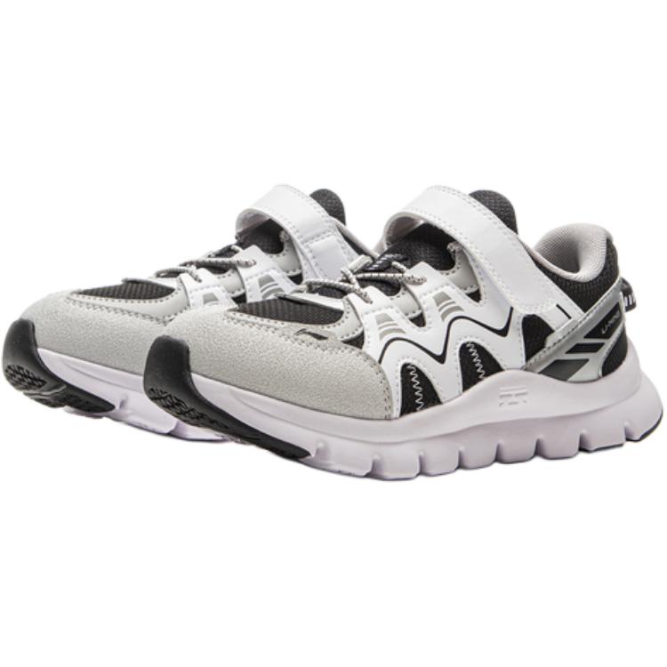 Li Ning Kids Comfortable Fashion Shock Absorption Rebound Low Top Casual Shoes Kids Casual Shoes Black Standard-White YKNV069-1