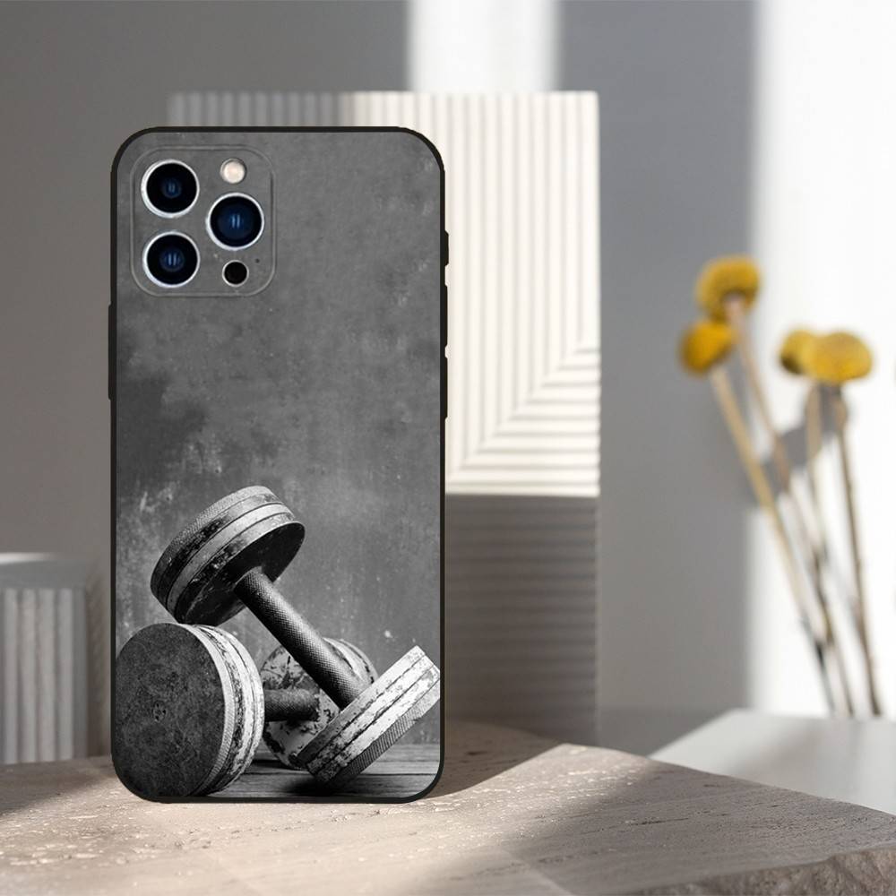 Fitness Art Bodybuilding Phone Case For iPhone 16,15,14,13,12,11 Plus,Pro Max,XS,X,XR,SE,Mini,8,7,Soft Silicone Black Cover