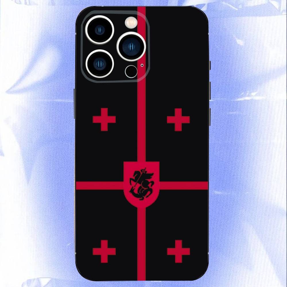 

Georgia Flag Phone Case For iPhone 17,16,15,14,13,12,11,Pro,XS,Max,XR,Plus,E,SE4,Mini Black Soft Cover iPhone15