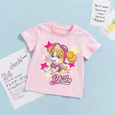 Skye T-Shirt Cartoon Anime Figure Print Little Girls Paw Patrol Children Aged 3-8 Fashion Sweet Tops Summer Clothes Kids Gift