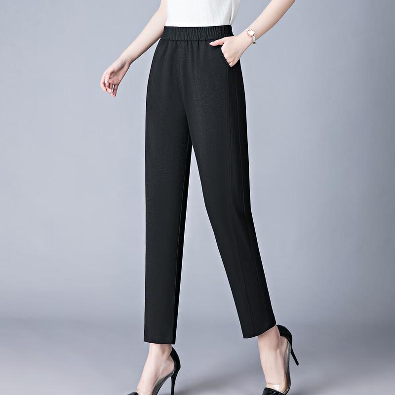 

WoXue 2025 Women s Elastic Waist Cropped Pants 4XL