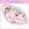 Realistic 20 Inch Soft Vinyl Silicone Reborn Baby Doll With Brown Wig High Quality