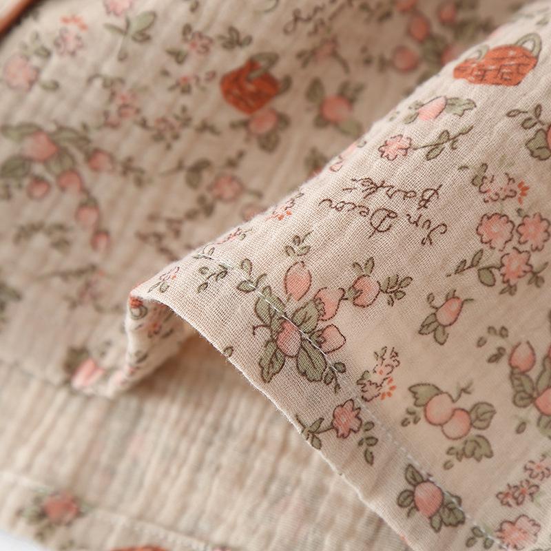 Women's Summer Cotton Crepe Pajama Set - Short-Sleeved Lapel Top, Trousers & Shorts