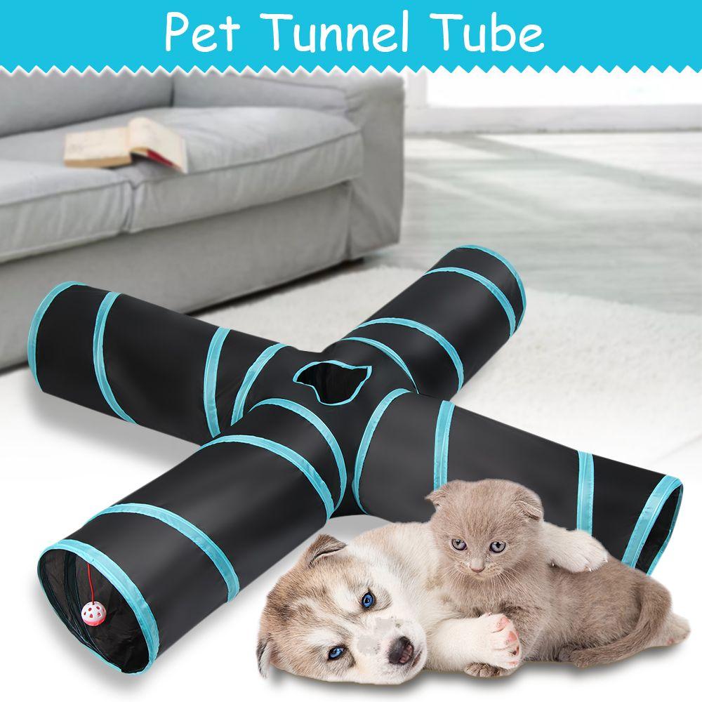 

Складная игрушка для маленьких животных, длинная туннельная трубка для кроликов, игрушка для упражнений для кошек, подвесной мяч