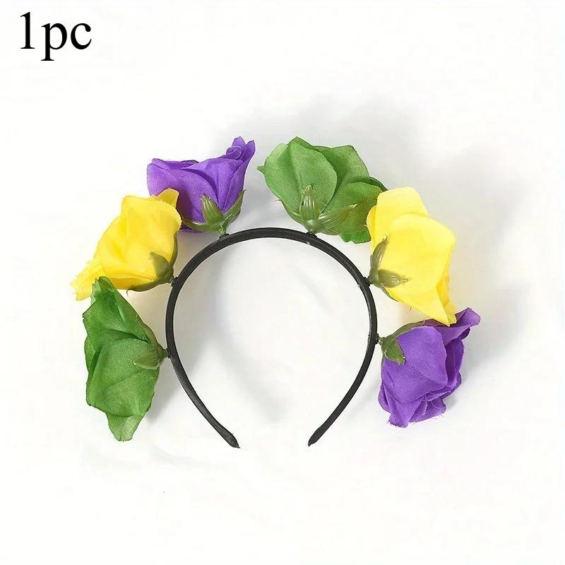 1 Stück Rosenblüten-Haarreifen Süß Romantisch Weich Bequem Elastisches Band Haarschmuck für Damen Hochzeitsparty Tägliche Verwendung