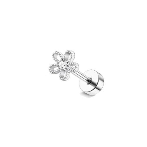 Drperfect Cartilage Earring Stainless Steel Helix Opal CZ Stud Earrings for Women Butterfly Flat Back Cartilage Piercing Jewelry