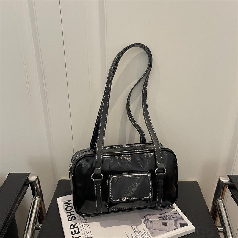 Vintage college style bowling bag new niche high-end sense versatile shoulder handbag