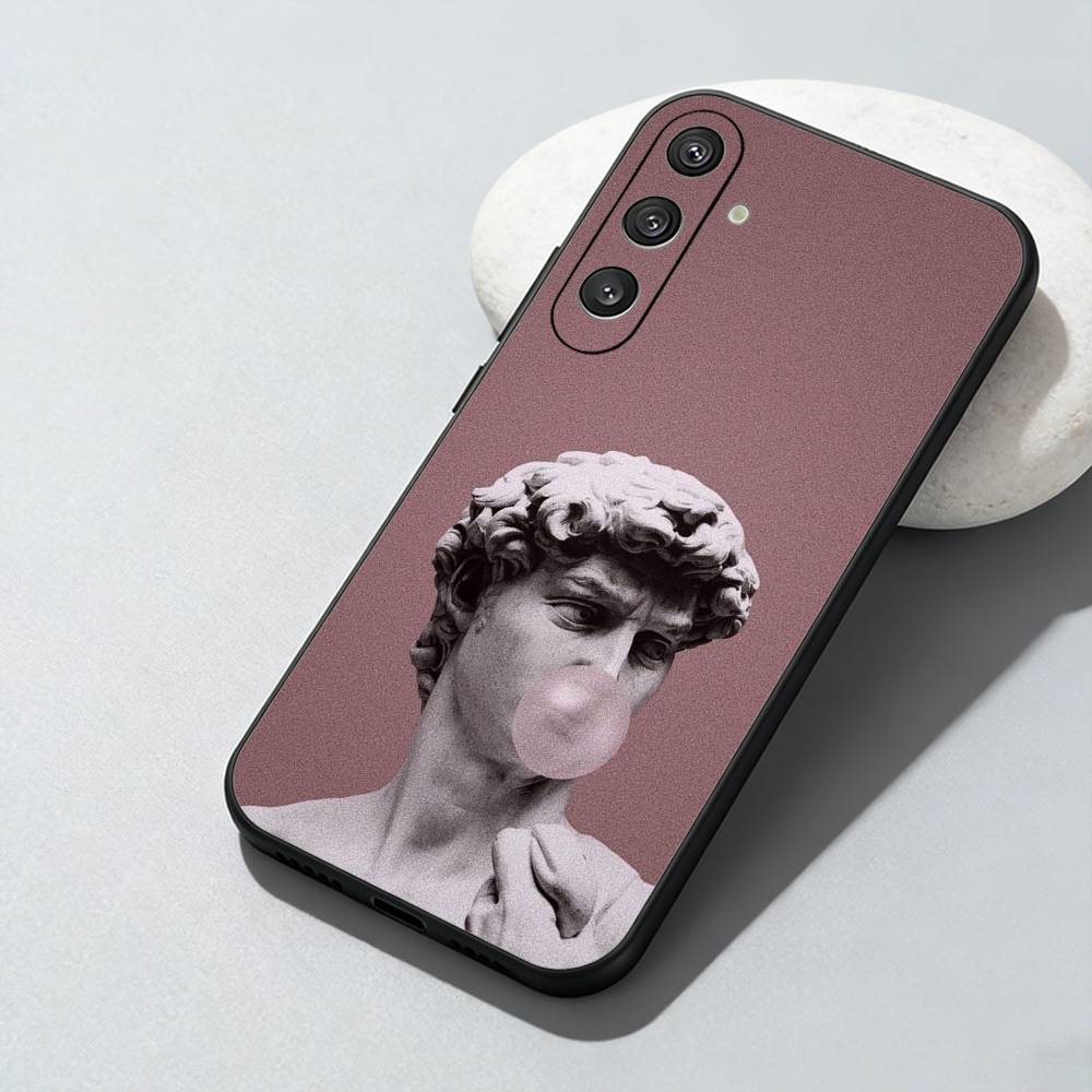 

Creative Parody D-David Greek Phone Case For Samsung Galaxy A73,A72,A71,A70,A52,A51 Others Soft Black Cover Samsung a51 4g