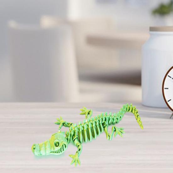 3D Printed Skeleton Crocodile Figurine Movable Joints Bone Crocodile Figure Articulated Animal Model Toy Home Office Desktop Decoration Ornament