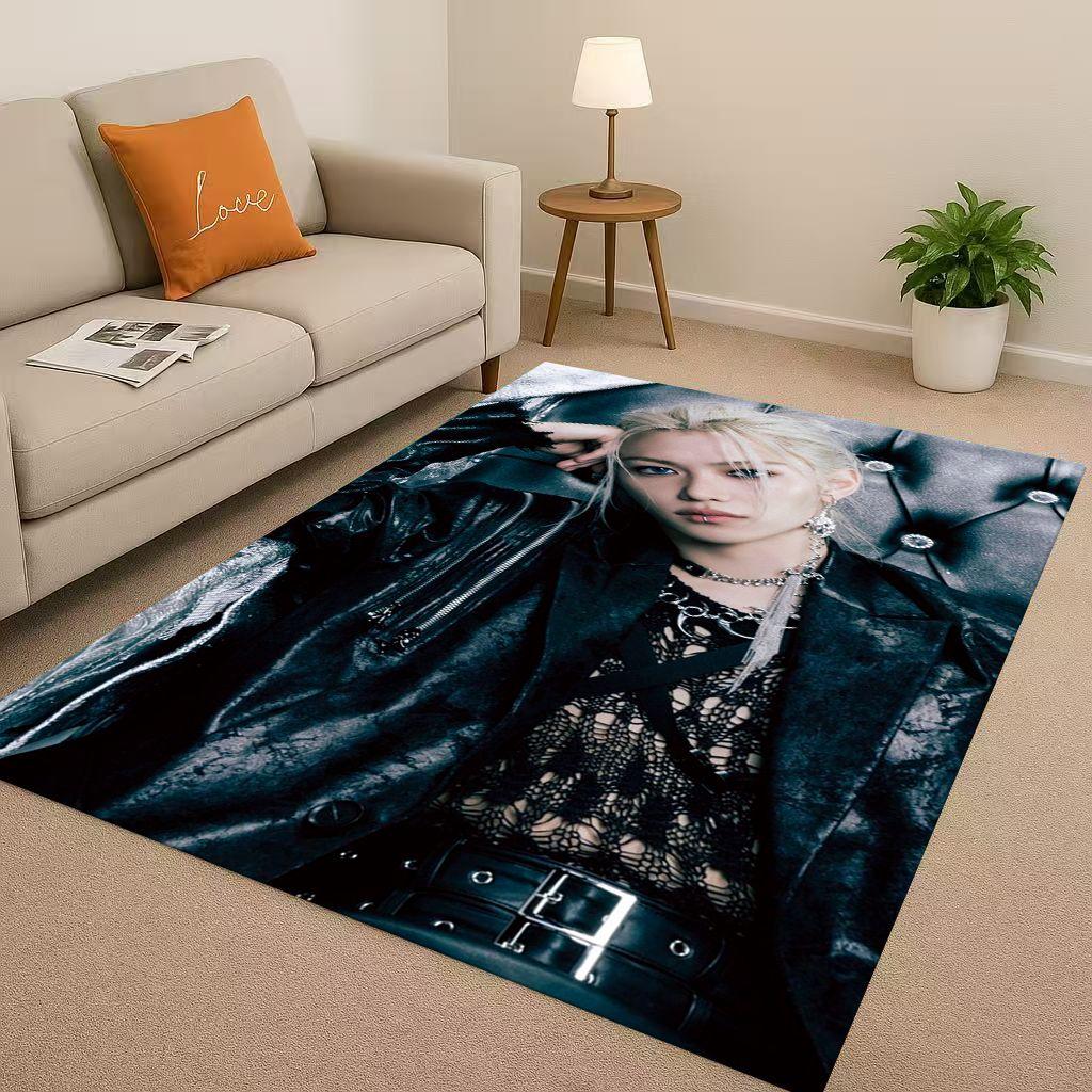 3D Kpop Felix Star Art living Room Non-Slip Area Rug Soft Carpet for Bedroom Playroom and Sofa,Easy Clean Home Decor Doormat
