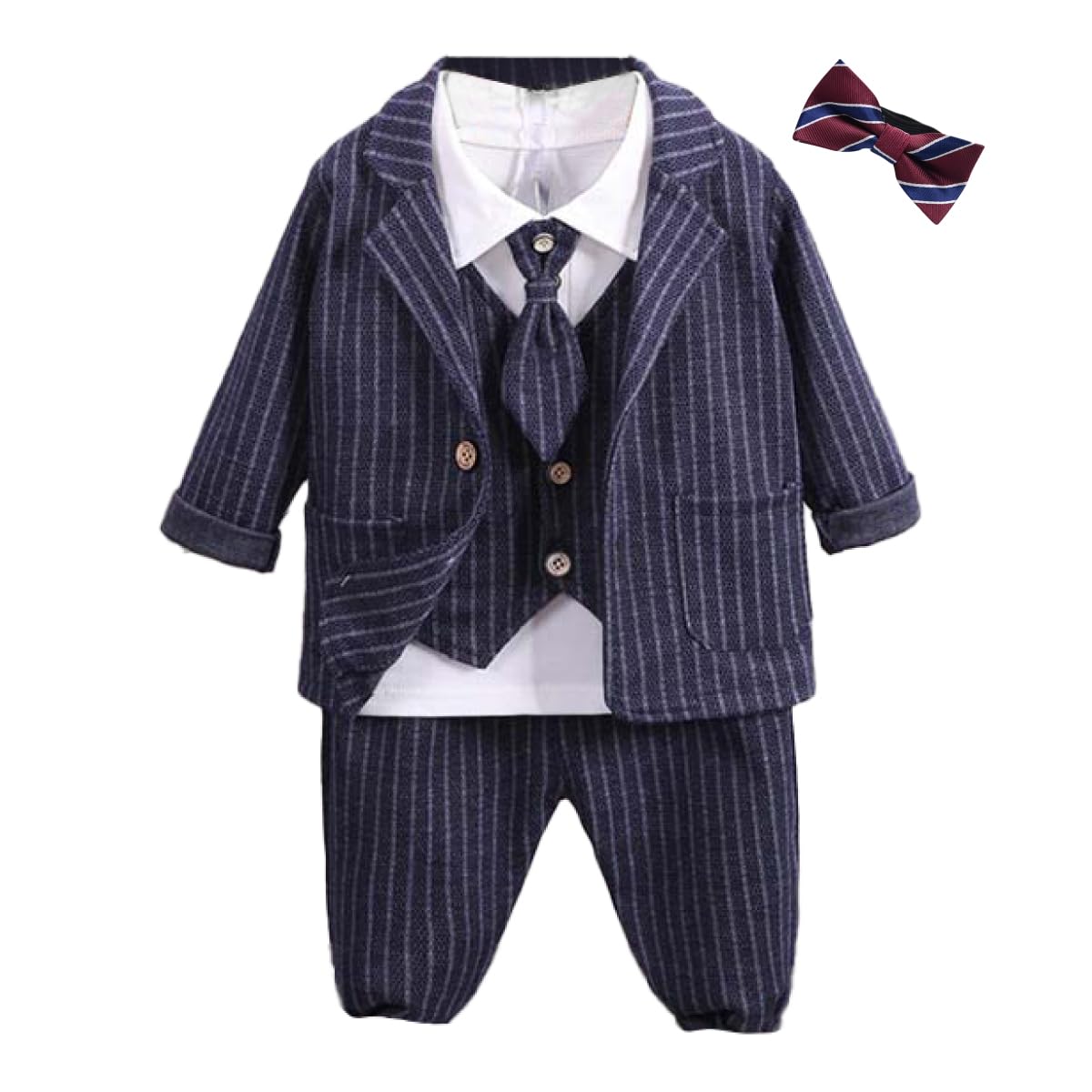 

Suit Complete Outfit Set for First Baby Formal Wear for Baby Entrance and Weddings [Shiawase Warehouse] Boys [6-Piece Gentlemen] Ceremonies,