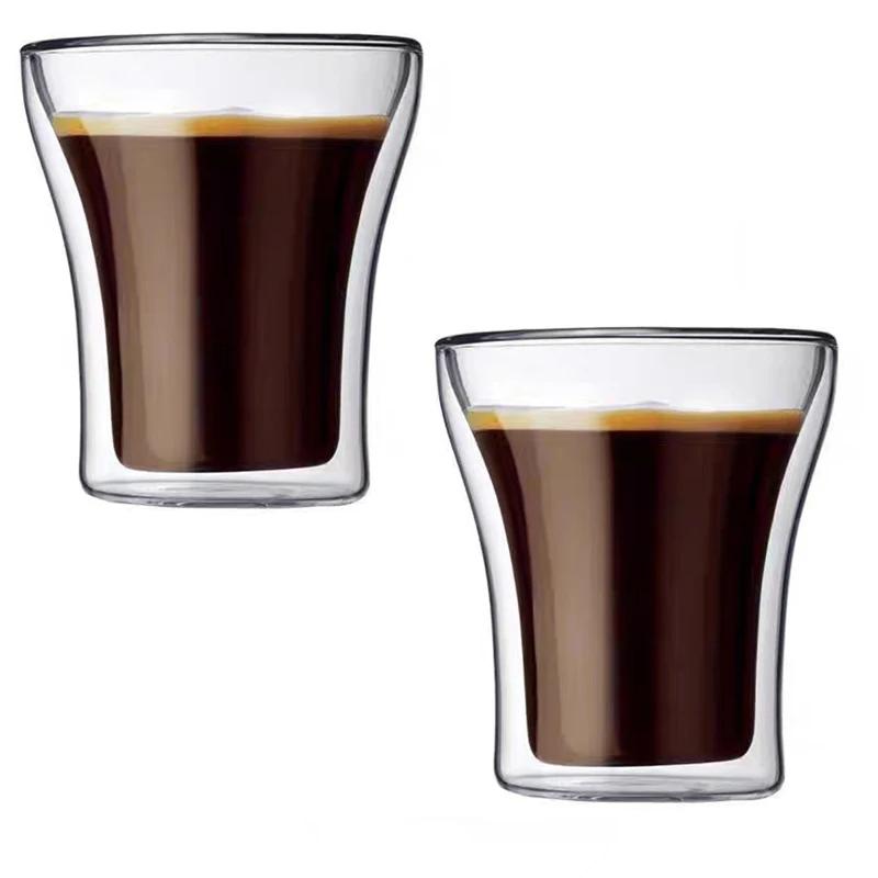 1/2/4 Stück Doppelwandiges Glas Kaffeetasse Wärmeisolierung Elektrische Fackelform Cappuccino Frühstücksglas Kaltgetränke Eiskrug