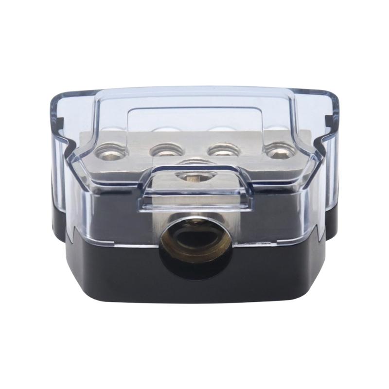 Automotive Sound Wiring Junction Box Power Distribution Unit with One 0GA Input and Four 4GA Outputs Including Adapters
