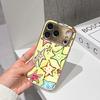 Lucky Start Phone Case For iPhone 17 16 15 14 13 12 11 Pro Max 16E Gold Electroplated Glass Shell  Cute Doodle Stars Cover