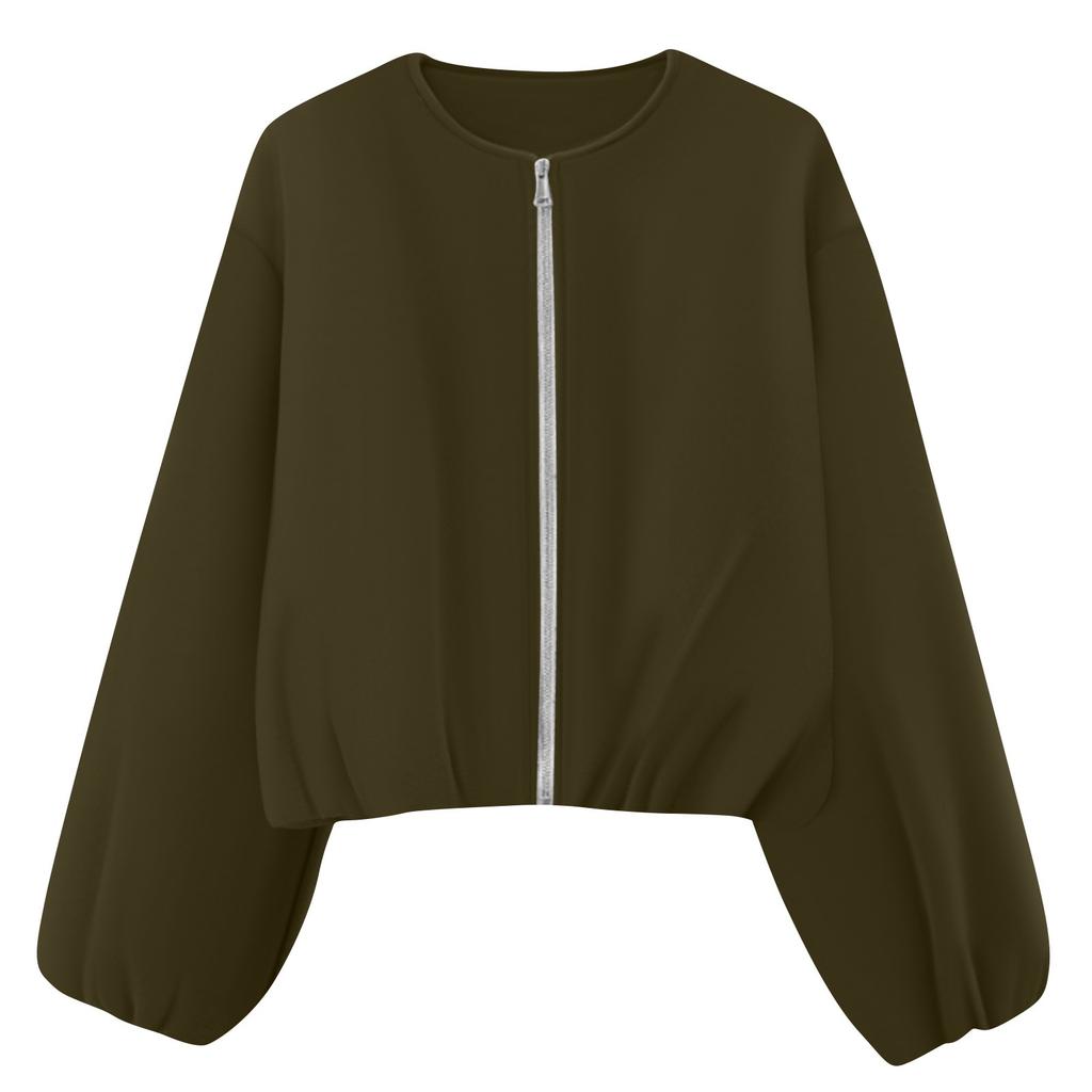 Women's Casual Fashion Loose Solid Color Short  Jacket With Pockets