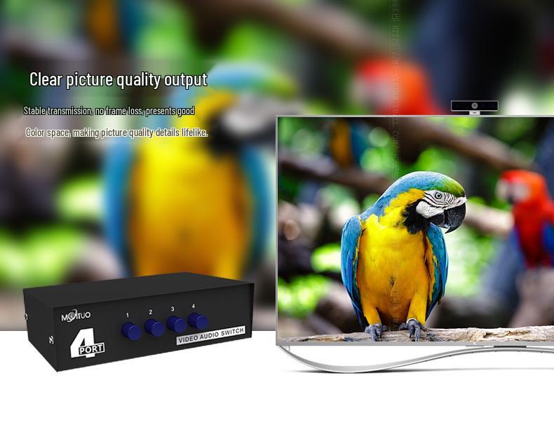 Maxtor 4x1 AV Switcher: 4-Port Video & 2-Port Audio Switch