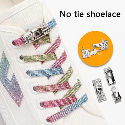 N.° 8 cordones cruzados de diamante sin corbatas, cordones elásticos de arcoíris, zapatillas para niños y adultos, cordones de zapatos sin cordones, cordones planos de 8MM de ancho