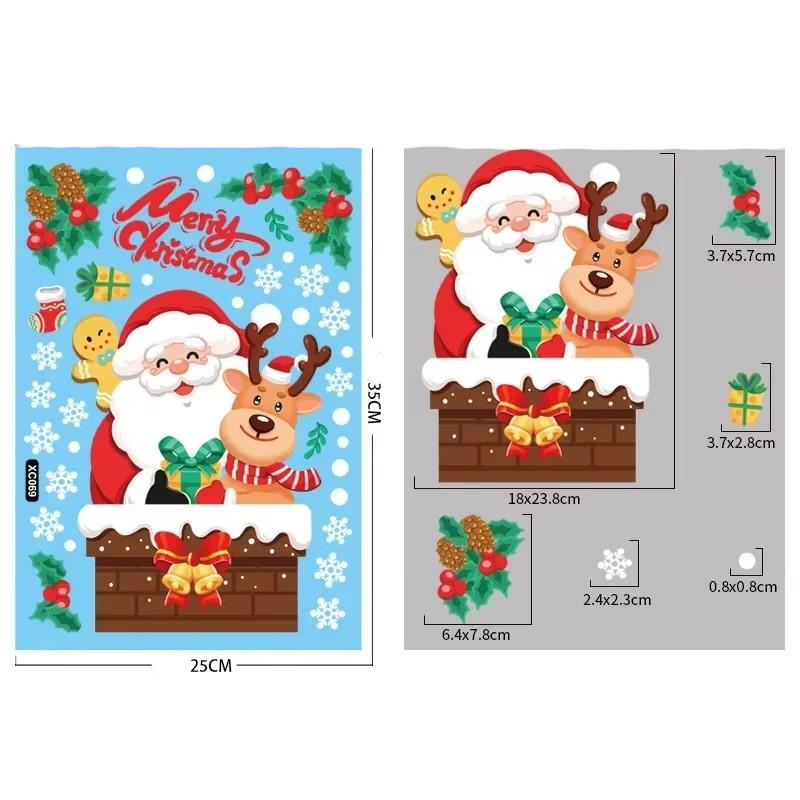 Christmas Window Stickers Santa Claus Snowflake DIY Wall Decal 2025 Christmas Decorations For Home New Year Ornaments Gift