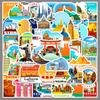 50-Piece Landmark Cartoon Scenery Stickers: Waterproof Travel & Journal Decor