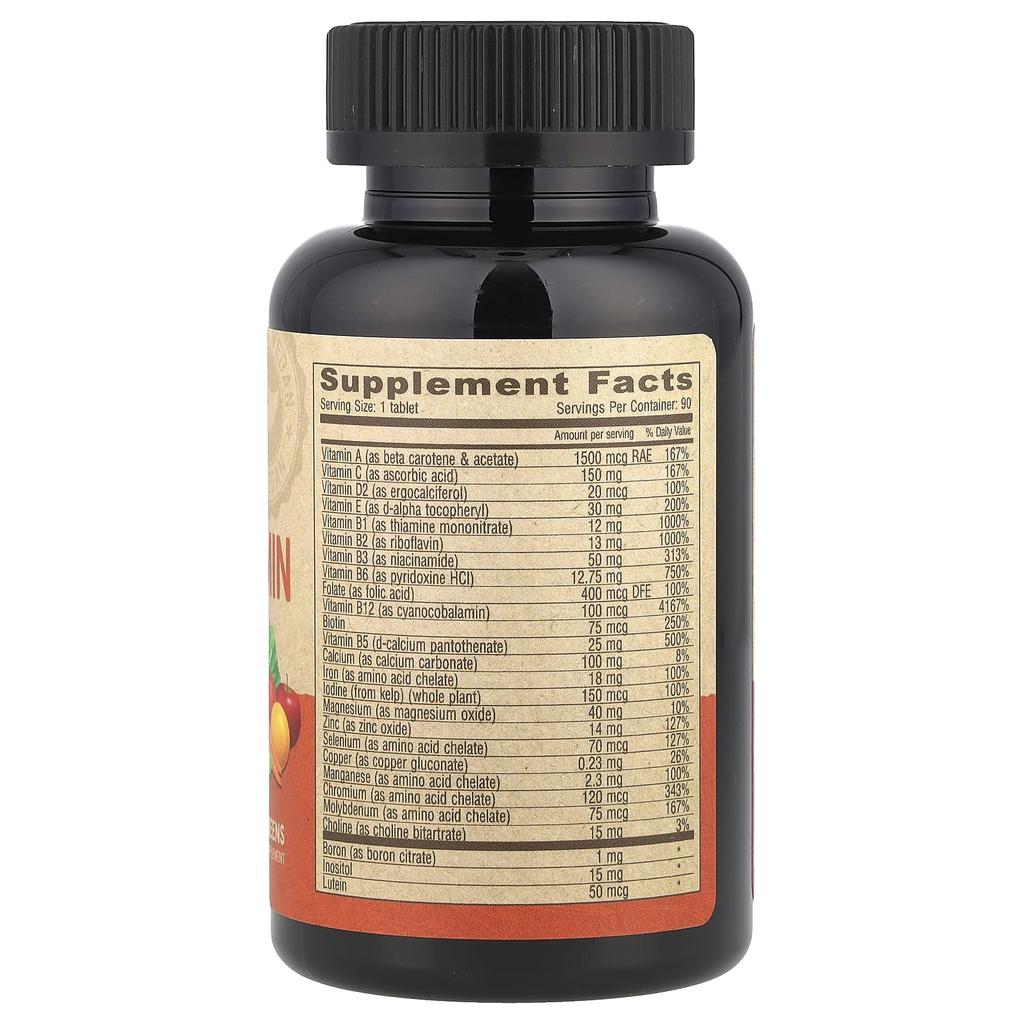 Vegan Multivitamin and Mineral Supplement, 1 Tablet Daily, 90 Coated Tablets