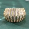 Women's Elegant Cubic Synthetic Zirconia Engagement Ring Golden Plated Banquet Wedding Band Rings Temperament Jewelry