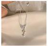 Moonlight Glazed Butterfly Necklace in S925 Sterling Silver - Sweet Heart Tassel Clavicle Chain